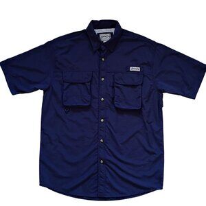 Bimini Bay Outfitters Shirt Men’s Size L Blue Button down Short Sleeve Pockets